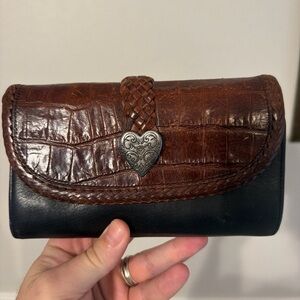 Brighton Black And Brown Large Trifold Wallet